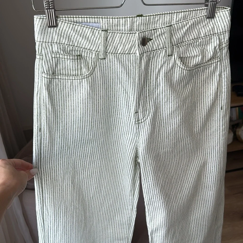 ZARA High-Rise White & Green Striped Pants, Size EUR 36 / US 4 - Picture 3 of 9